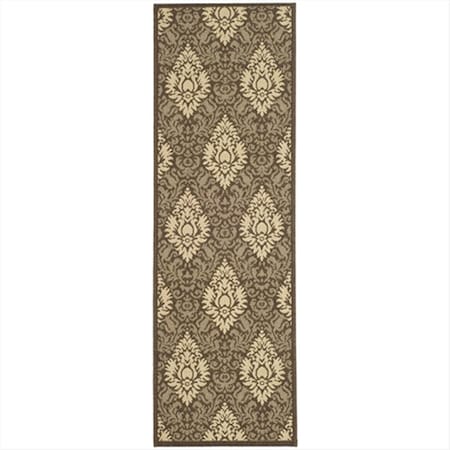 Safavieh 2 Ft. - 4 In. X 6 Ft. - 7 In. Runner- Indoor - Outdoor Courtyard Chocolate Natural Machine Made Rug CY2714-3409-27
